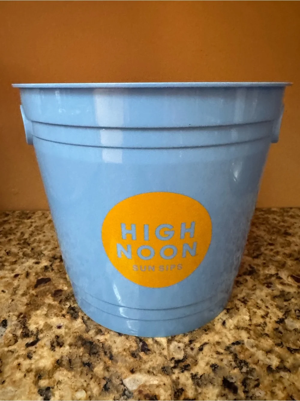 High Noon Plastic Blue Ice Bucket with Yellow Logo